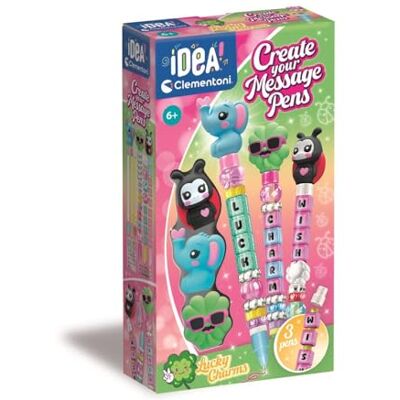 Clementoni Idea Create Your Message Pens Lucky Charms, creatieve set voor kinderen van 6 jaar en pennen met magische boodschappen en geluksbrengers, 18402 Clementoni Idea Create Your Message Pens Lucky Charms, creatieve set voor kinderen van 6 jaar en pennen met magische boodschappen en geluksbrengers, 18402