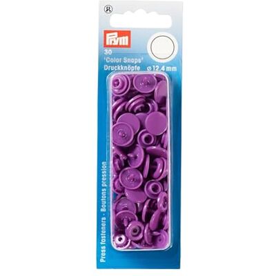 Prym 393141 naadloze drukknopen "Color Snaps", rond, 12,4 mm, paars, kunststof, lila, 12,4 mm Prym 393141 naadloze drukknopen "Color Snaps", rond, 12,4 mm, paars, kunststof, lila, 12,4 mm