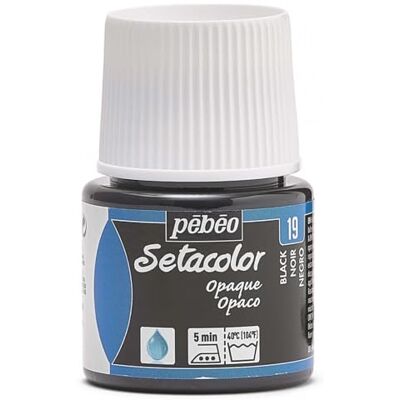 PEBEO Pébéo Setacolor 295019 ondoorzichtig, 1 fles, zwart, 45 ml PEBEO Pébéo Setacolor 295019 ondoorzichtig, 1 fles, zwart, 45 ml