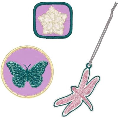 Lässig Set van hangers en patches (3 stuks) met drukknop / schoolpatches set dragonfly Lässig Set van hangers en patches (3 stuks) met drukknop / schoolpatches set dragonfly