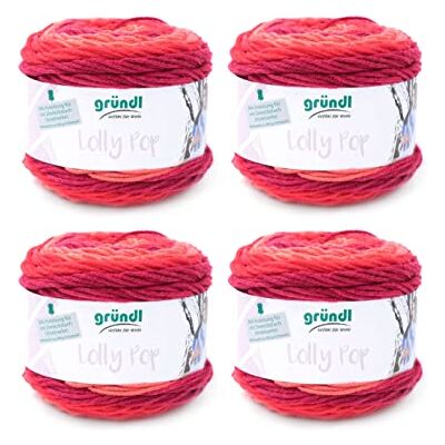 Gründl Lolly Pop haak- en breigaren (wolachtig universeel garen, wasbaar, 100% polyacryl, 150 g/240 m, naalddikte: 5-6, 4 x 150 g), wilde kers, 24 x Gründl Lolly Pop haak- en breigaren (wolachtig universeel garen, wasbaar, 100% polyacryl, 150 g/240 m, naalddikte: 5-6, 4 x 150 g), wilde kers, 24 x