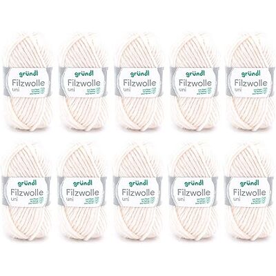 Gründl Viltwol effen (wol voor vilten, breien en haken, garen 100% scheerwol, 50 g/50 m, voor naalddikte 8-9, 10 x 50 g), crème, 31 x 32 x 7,5 cm Gründl Viltwol effen (wol voor vilten, breien en haken, garen 100% scheerwol, 50 g/50 m, voor naalddikte 8-9, 10 x 50 g), crème, 31 x 32 x 7,5 cm