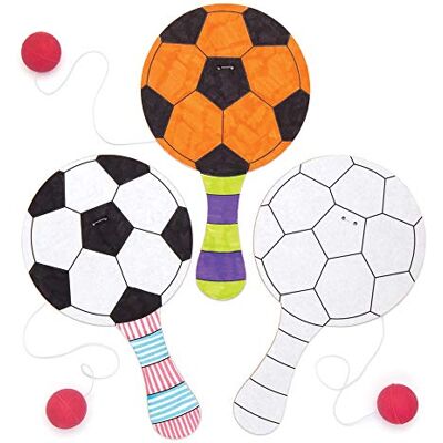 Baker Ross Voetbalballen rackets om in te kleuren, te versieren en te spelen voor kunst en handwerk (pak van 5) Baker Ross Voetbalballen rackets om in te kleuren, te versieren en te spelen voor kunst en handwerk (pak van 5)