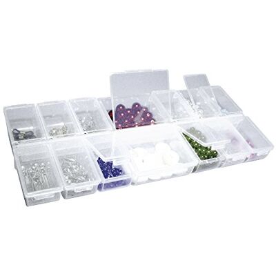 Rayher 3902300 sorteerbox met meerdere vakken met klapdeksel, 24 x 11 x 2,8 cm, praktische opslag van verschillende kleine onderdelen Rayher 3902300 sorteerbox met meerdere vakken met klapdeksel, 24 x 11 x 2,8 cm, praktische opslag van verschillende kleine onderdelen