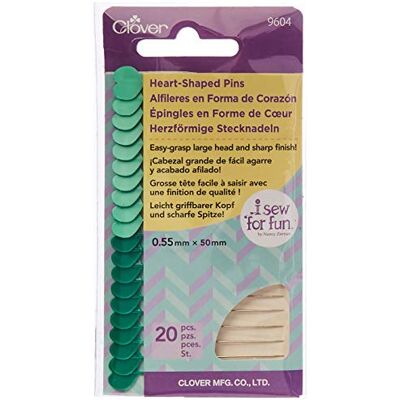 Clover 20 stuks hartvormige spelden wit Clover 20 stuks hartvormige spelden wit