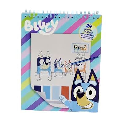 CYPBRANDS Bluey Kleurboek met sjablonen om in te kleuren, creatieve activiteiten, aquarel, meerkleurig, officieel product CYPBRANDS Bluey Kleurboek met sjablonen om in te kleuren, creatieve activiteiten, aquarel, meerkleurig, officieel product