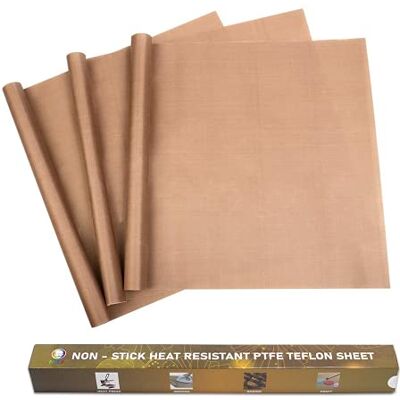 MR.R PTFE Teflon transfervellen voor hittepers, anti-aanbaklaag, 40,6 x 61 cm, herbruikbaar, hittebestendig, 3 stuks, 0,11 mm MR.R PTFE Teflon transfervellen voor hittepers, anti-aanbaklaag, 40,6 x 61 cm, herbruikbaar, hittebestendig, 3 stuks, 0,11 mm