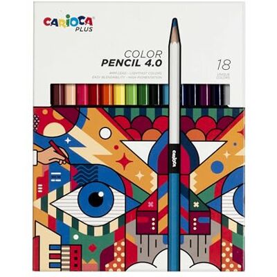CARIOCA Plus I Kleurpotloden 4.0 van hout met dikke en zachte mina met hoge pigmentatie 18 stuks CARIOCA Plus I Kleurpotloden 4.0 van hout met dikke en zachte mina met hoge pigmentatie 18 stuks