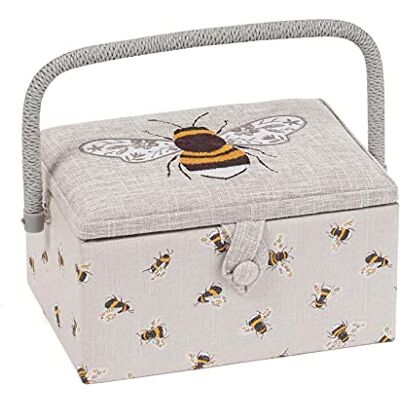 Hobby Gift Exclusieve middelgrote naaidoos, opbergdoos om te knutselen, accessoirebak, pinnenbol, pvc-handvat, 18,5 x 25,5 x 14,5 cm, bijen in elkaar gestoken Hobby Gift Exclusieve middelgrote naaidoos, opbergdoos om te knutselen, accessoirebak, pinnenbol, pvc-handvat, 18,5 x 25,5 x 14,5 cm, bijen in elkaar gestoken