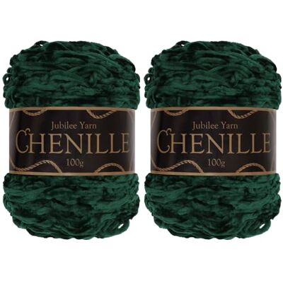 BambooMN JubileeYarn Chenillegaren, 2 bollen gekamd gewicht, 100 g/bol, smaragd, fluweel, donkergroen, junglegroen, voor haken en breien BambooMN JubileeYarn Chenillegaren, 2 bollen gekamd gewicht, 100 g/bol, smaragd, fluweel, donkergroen, junglegroen, voor haken en breien
