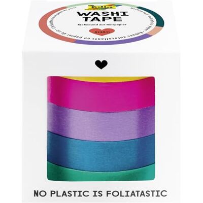 Folia Washi Tape 26438 Uni Basic rijstpapier-tape 10 m x 10 mm, 5 stuks Folia Washi Tape 26438 Uni Basic rijstpapier-tape 10 m x 10 mm, 5 stuks