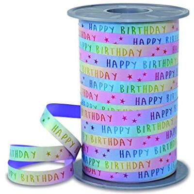 PRÄSENT RAINBOW Pastel verjaardagsstrepenlint 200 m voor verpakking en decoratie, 10 mm breed, decoratief lint in regenboogkleuren, gemakkelijk te krullen PRÄSENT RAINBOW Pastel verjaardagsstrepenlint 200 m voor verpakking en decoratie, 10 mm breed, decoratief lint in regenboogkleuren, gemakkelijk te krullen