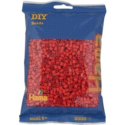 Hama Perlen 201-05 strijkkralenzak met ca. 3000 kleurrijke kralen met een diameter van 5 mm, voor knutselen voor kinderen vanaf 5 jaar, rood Hama Perlen 201-05 strijkkralenzak met ca. 3000 kleurrijke kralen met een diameter van 5 mm, voor knutselen voor kinderen vanaf 5 jaar, rood