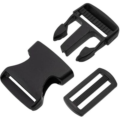 AERZETIX Set van 6 verstelbare gespen met snelsluiting + 6 schuifgespen voor tassen, textielaccessoires, riemen lus 40 mm van kunststof zwart AERZETIX Set van 6 verstelbare gespen met snelsluiting + 6 schuifgespen voor tassen, textielaccessoires, riemen lus 40 mm van kunststof zwart