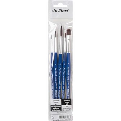da Vinci Student Series 3504 Forte Student penseelset, 5-delig, robuust synthetisch met blauwe handgrepen, robuust en duurzaam voor alle media da Vinci Student Series 3504 Forte Student penseelset, 5-delig, robuust synthetisch met blauwe handgrepen, robuust en duurzaam voor alle media