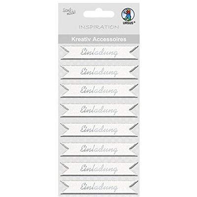 Ursus 564000145 Creatieve accessoires, uitnodigingen, geld, 8 stuks, stickers, van verschillende hoogwaardige materialen, voor het versieren en versieren van plakboeken, kaarten en geschenken Ursus 564000145 Creatieve accessoires, uitnodigingen, geld, 8 stuks, stickers, van verschillende hoogwaardige materialen, voor het versieren en versieren van plakboeken, kaarten en geschenken