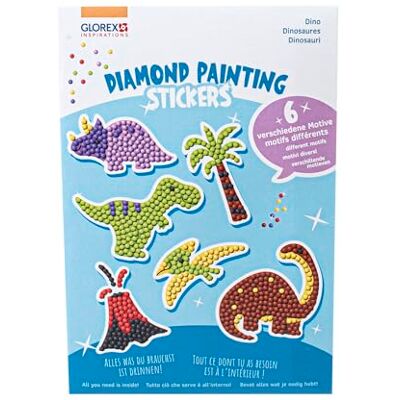GLOREX 6 1242 703 Diamond Painting stickers, dinosaurus, knutselset met strass-steentjes, voor kinderen vanaf 6 jaar GLOREX 6 1242 703 Diamond Painting stickers, dinosaurus, knutselset met strass-steentjes, voor kinderen vanaf 6 jaar