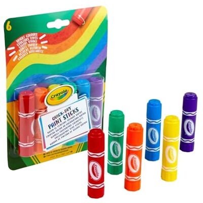 CRAYOLA Wasbare, sneldrogende verfsticks verschillende kleuren (6 stuks) al het plezier van schilderen met minder rommel ideaal voor kinderen vanaf 3 jaar CRAYOLA Wasbare, sneldrogende verfsticks verschillende kleuren (6 stuks) al het plezier van schilderen met minder rommel ideaal voor kinderen vanaf 3 jaar