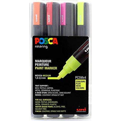 posca Marker Set PC 5 m 4 Neon Colours Paint Lack Acryl Kit Box posca Marker Set PC 5 m 4 Neon Colours Paint Lack Acryl Kit Box