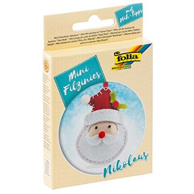 Folia 52915 Vilt naaiset voor kinderen, mini viltlijn hanger kerstman naaiset 9-delig voor het knutselen van een zelfgenaaide hanger Folia 52915 Vilt naaiset voor kinderen, mini viltlijn hanger kerstman naaiset 9-delig voor het knutselen van een zelfgenaaide hanger