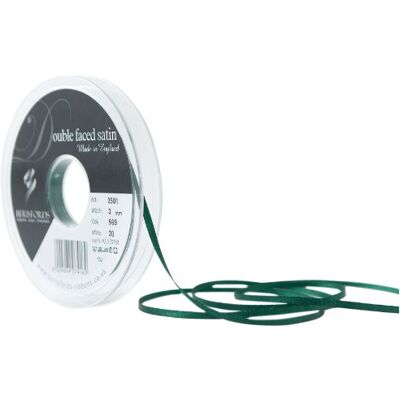 Berisfords Dubbelzijdig satijnen lint, polyester, bosgroen, 3 mm Berisfords Dubbelzijdig satijnen lint, polyester, bosgroen, 3 mm
