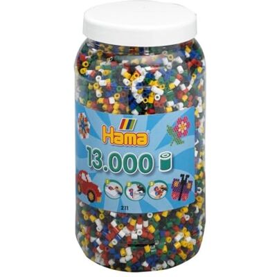 Hama Midi Pot 13.000 kralen basis mix 6 kleuren, 211-66 Hama Midi Pot 13.000 kralen basis mix 6 kleuren, 211-66
