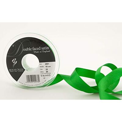 Berisfords 3501 dubbelzijdig satijnen lint, 20 m x 15 mm, smaragdgroen Berisfords 3501 dubbelzijdig satijnen lint, 20 m x 15 mm, smaragdgroen