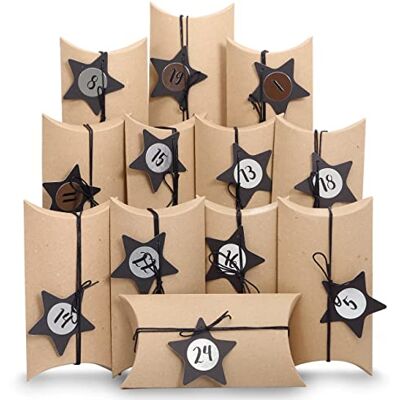 Papierdrachen Set van 12 kartonnen kussendozen Met decoratieve etiketten en cijferstickers Vintage Zwart 24 kartonnen kussendozen Adventskalender om te vullen en te vormen Papierdrachen Set van 12 kartonnen kussendozen Met decoratieve etiketten en cijferstickers Vintage Zwart 24 kartonnen kussendozen Adventskalender om te vullen en te vormen