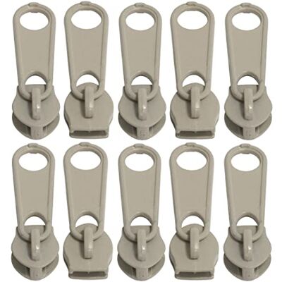 AERZETIX C62803 Set van 10 schuifregelaars nr. 5 niet afsluitbaar voor rits spiraal kleur: lichtbeige metaal rok jurk lederwaren ontwerp kussen AERZETIX C62803 Set van 10 schuifregelaars nr. 5 niet afsluitbaar voor rits spiraal kleur: lichtbeige metaal rok jurk lederwaren ontwerp kussen