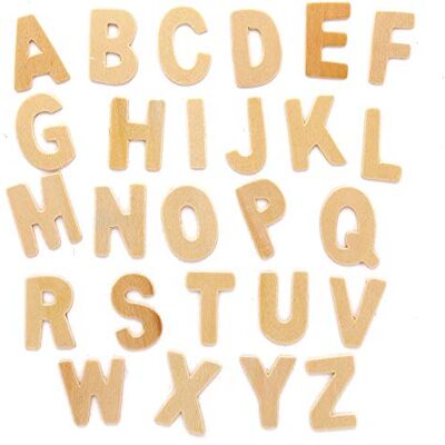 Baker Ross AX324 Mini-hoofdletters van hout, 130 stuks, eenvoudige alfabet, voor het maken van kaarten, scrapbooking, scholen en kunst- en knutselbenodigdheden Baker Ross AX324 Mini-hoofdletters van hout, 130 stuks, eenvoudige alfabet, voor het maken van kaarten, scrapbooking, scholen en kunst- en knutselbenodigdheden