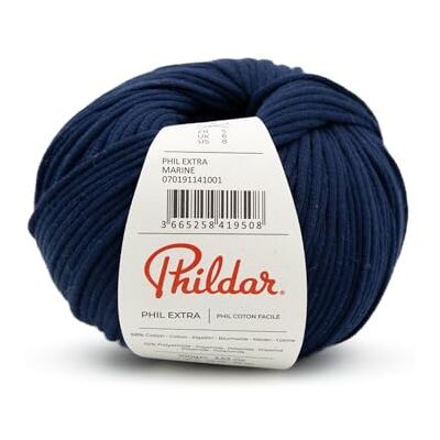 Phildar Phil Extra wol – haak- en breiwol – 68% katoen, 32% polyamide – naald nr. 5 – kleur blauw Phildar Phil Extra wol – haak- en breiwol – 68% katoen, 32% polyamide – naald nr. 5 – kleur blauw