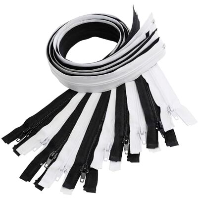 AERZETIX Set van 10 spiraalritssluitingen nr. 5 65 cm deelbaar met schuiver van nylon polyester metaal kleur zwart en wit naaien creaties DIY textiel AERZETIX Set van 10 spiraalritssluitingen nr. 5 65 cm deelbaar met schuiver van nylon polyester metaal kleur zwart en wit naaien creaties DIY textiel