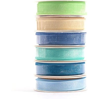 Creative Organza lint voor baby's, blauw, 6 kleuren, gesorteerd, 6 mm x 2 m, organza lint met geweven randen, decoratief lint, cadeaulint, geboorte, doop, jongen Creative Organza lint voor baby's, blauw, 6 kleuren, gesorteerd, 6 mm x 2 m, organza lint met geweven randen, decoratief lint, cadeaulint, geboorte, doop, jongen