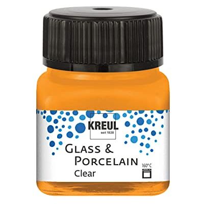 KREUL 16292 Glas & porselein helder oranje, in glas van 20 ml, transparante verf voor glas en porselein op waterbasis, sneldrogend, transparant KREUL 16292 Glas & porselein helder oranje, in glas van 20 ml, transparante verf voor glas en porselein op waterbasis, sneldrogend, transparant