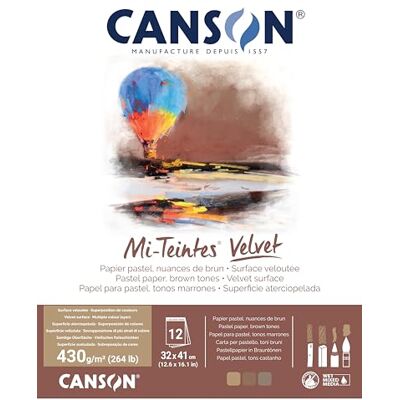 Canson Mi-Teintes Velvet 12 vellen taartpapier met fluwelen oppervlak, 430 g/m², 32 x 41 cm, 3 tinten bruin Canson Mi-Teintes Velvet 12 vellen taartpapier met fluwelen oppervlak, 430 g/m², 32 x 41 cm, 3 tinten bruin