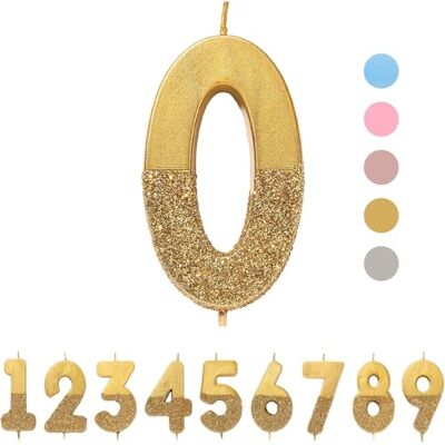 Talking Tables Verjaardagskaars nummer 0 goud met glitter, hoogwaardige taartdecoratie, mooi, glinsterend voor kinderen, volwassenen, 10e, 20e, 50e, 80e party, verjaardag, mijlpaal Talking Tables Verjaardagskaars nummer 0 goud met glitter, hoogwaardige taartdecoratie, mooi, glinsterend voor kinderen, volwassenen, 10e, 20e, 50e, 80e party, verjaardag, mijlpaal