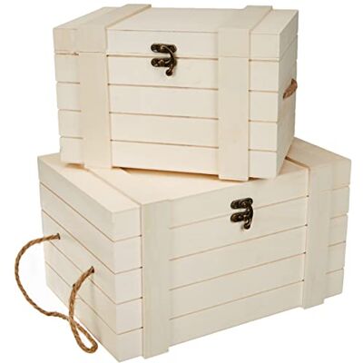 Rayher 62651000-2 houten kisten 30 x 20,5 x 17,3 cm + 24 x 16 x 15,5 cm, kleur en model willekeurig Rayher 62651000-2 houten kisten 30 x 20,5 x 17,3 cm + 24 x 16 x 15,5 cm, kleur en model willekeurig