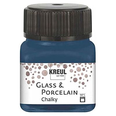 KREUL 16637 Glas & Porselein Chalky Navy Blue, glas 20 ml Zacht Matte verf op waterbasis Sneldrogend Cover KREUL 16637 Glas & Porselein Chalky Navy Blue, glas 20 ml Zacht Matte verf op waterbasis Sneldrogend Cover