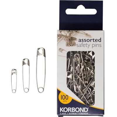 KORBOND veiligheidsspelden, verschillende maten, 5 cm, 3,5 cm, 2,5 cm, 100 stuks, zilverkleurig KORBOND veiligheidsspelden, verschillende maten, 5 cm, 3,5 cm, 2,5 cm, 100 stuks, zilverkleurig