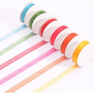 Creative 11005-204 zomerset, 6, 6 mm x 2 m, organza lint met geweven randen, decoratief lint, cadeaulint, zomerdecoratie, meerkleurig Creative 11005-204 zomerset, 6, 6 mm x 2 m, organza lint met geweven randen, decoratief lint, cadeaulint, zomerdecoratie, meerkleurig