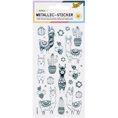Folia 19603 24 stuks metallic stickers III met lama en cactusmotief, ideaal voor het versieren van wenskaarten, knutselen en scrapbooking Folia 19603 24 stuks metallic stickers III met lama en cactusmotief, ideaal voor het versieren van wenskaarten, knutselen en scrapbooking