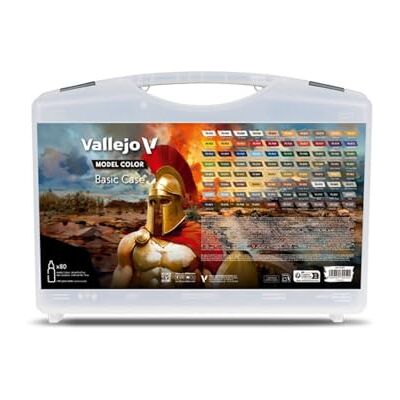 Vallejo Model Color Basic Case akrilinių dažų ir priemonių rinkinys, 80x18 ml Vallejo Model Color Basic Case akrilinių dažų ir priemonių rinkinys, 80x18 ml