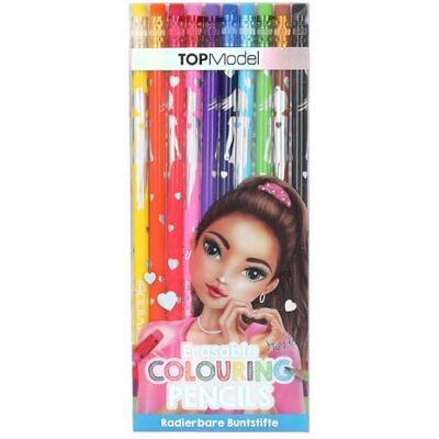 Depesche TOPModel 12219 uitwisbare kleurpotloden in 10 heldere kleuren met gumpunt, ideaal voor kleuren en school, meerkleurig Depesche TOPModel 12219 uitwisbare kleurpotloden in 10 heldere kleuren met gumpunt, ideaal voor kleuren en school, meerkleurig