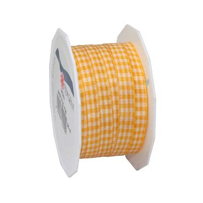 PRÄSENT Vichy Cadeaulint, zonnegeel/wit, 20 meter lang, cadeaulint, 10 mm breed, cadeaulint, geruit, voor kleurrijke decoraties en geschenkverpakkingen, voor feestelijke gelegenheden PRÄSENT Vichy Cadeaulint, zonnegeel/wit, 20 meter lang, cadeaulint, 10 mm breed, cadeaulint, geruit, voor kleurrijke decoraties en geschenkverpakkingen, voor feestelijke gelegenheden