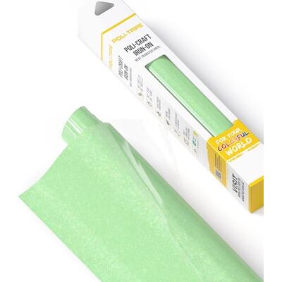 POLI-TAPE POLI-FLEX Pearl Glitter textielfolie, flexibel met glittereffect, om op te strijken, plotter voor doe-het-zelf T-shirts, neongroen, 30,5 cm x 61 cm POLI-TAPE POLI-FLEX Pearl Glitter textielfolie, flexibel met glittereffect, om op te strijken, plotter voor doe-het-zelf T-shirts, neongroen, 30,5 cm x 61 cm