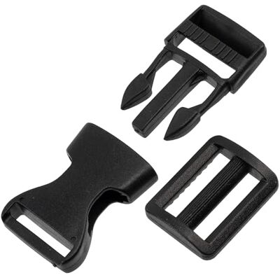 AERZETIX Set van 6 verstelbare gespen met snelsluiting + 6 schuifgespen voor textielaccessoires, doe-het-zelf, riemen lus 20 mm van kunststof in de kleur zwart AERZETIX Set van 6 verstelbare gespen met snelsluiting + 6 schuifgespen voor textielaccessoires, doe-het-zelf, riemen lus 20 mm van kunststof in de kleur zwart