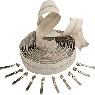 AERZETIX C62557x5-C62950x10 5m spiraalritssluiting set nr. 3 kleur: rookgrijs + 10 schuifregelaars nr. 3 niet afsluitbaar kleur: zilver metaal merceria couture kleding AERZETIX C62557x5-C62950x10 5m spiraalritssluiting set nr. 3 kleur: rookgrijs + 10 schuifregelaars nr. 3 niet afsluitbaar kleur: zilver metaal merceria couture kleding