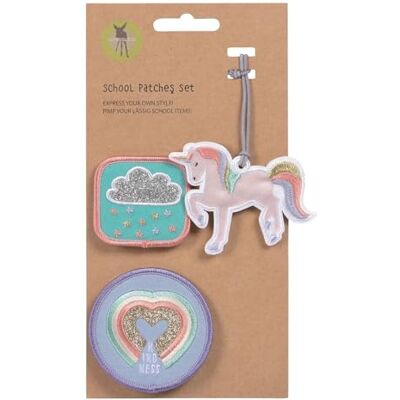 Lässig Set van 3 hangers en patches met drukknop en school, eenhoorn, eenheidsmaat, patches en hangers voor rugzakken en schooltassen Lässig Set van 3 hangers en patches met drukknop en school, eenhoorn, eenheidsmaat, patches en hangers voor rugzakken en schooltassen
