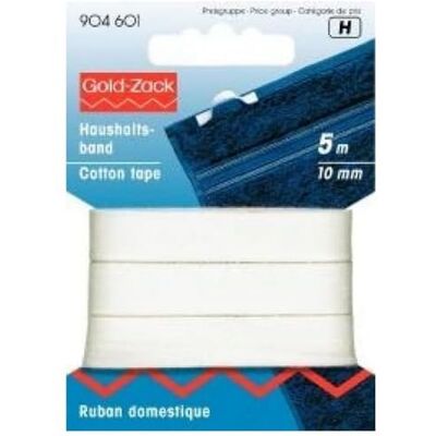 Prym Huishoudlint van katoen, 5 m lang, 10 mm, wit Prym Huishoudlint van katoen, 5 m lang, 10 mm, wit