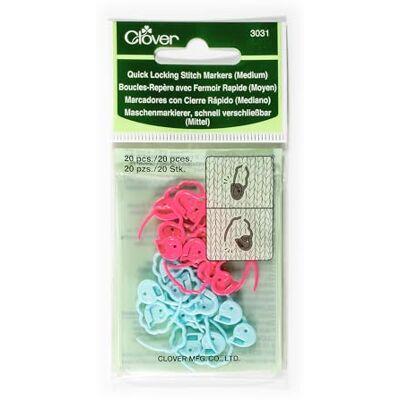 Clover 20 stuks steekmarkeerders met snelsluiting (medium), kunststof, meerkleurig, 13 x 6,5 x 0,5 cm Clover 20 stuks steekmarkeerders met snelsluiting (medium), kunststof, meerkleurig, 13 x 6,5 x 0,5 cm